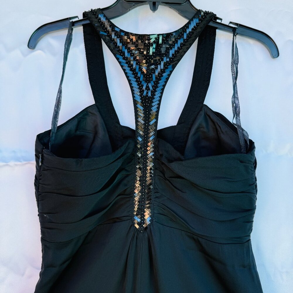 Antonio Melani Black Silk Beaded Halter Maxi Dress93%Silk Formal Gown,Size 4,NEW - Picture 4 of 16